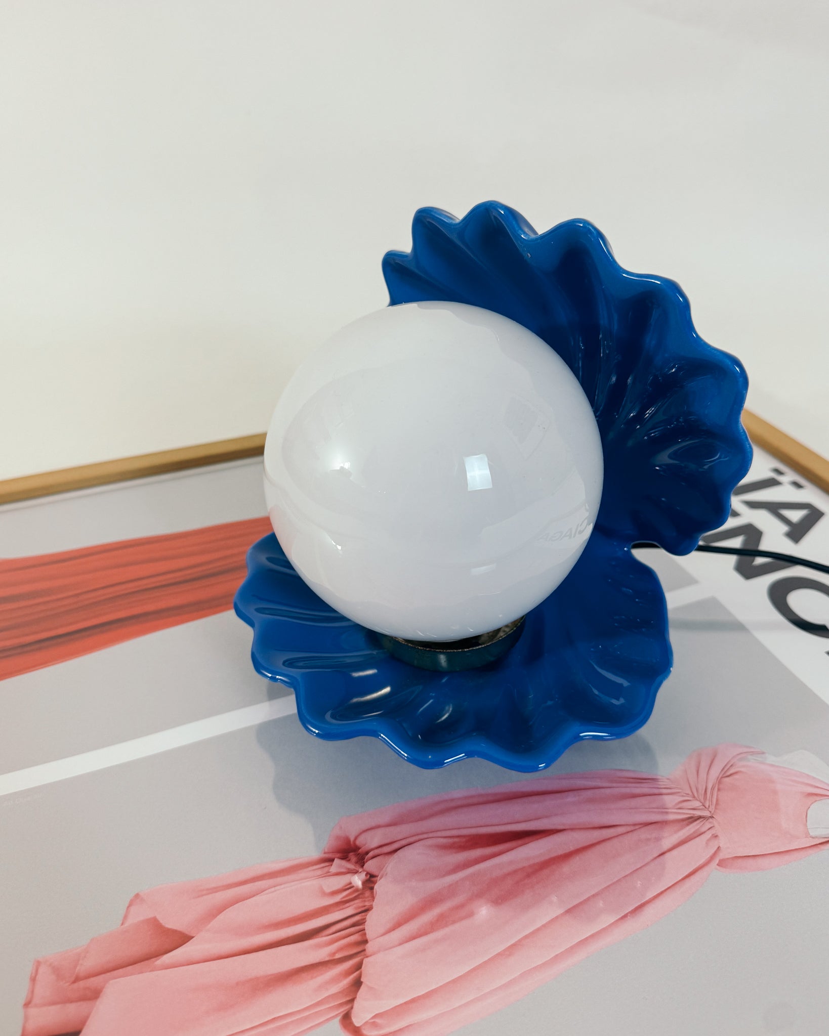 blaue vintage Muschel Lampe