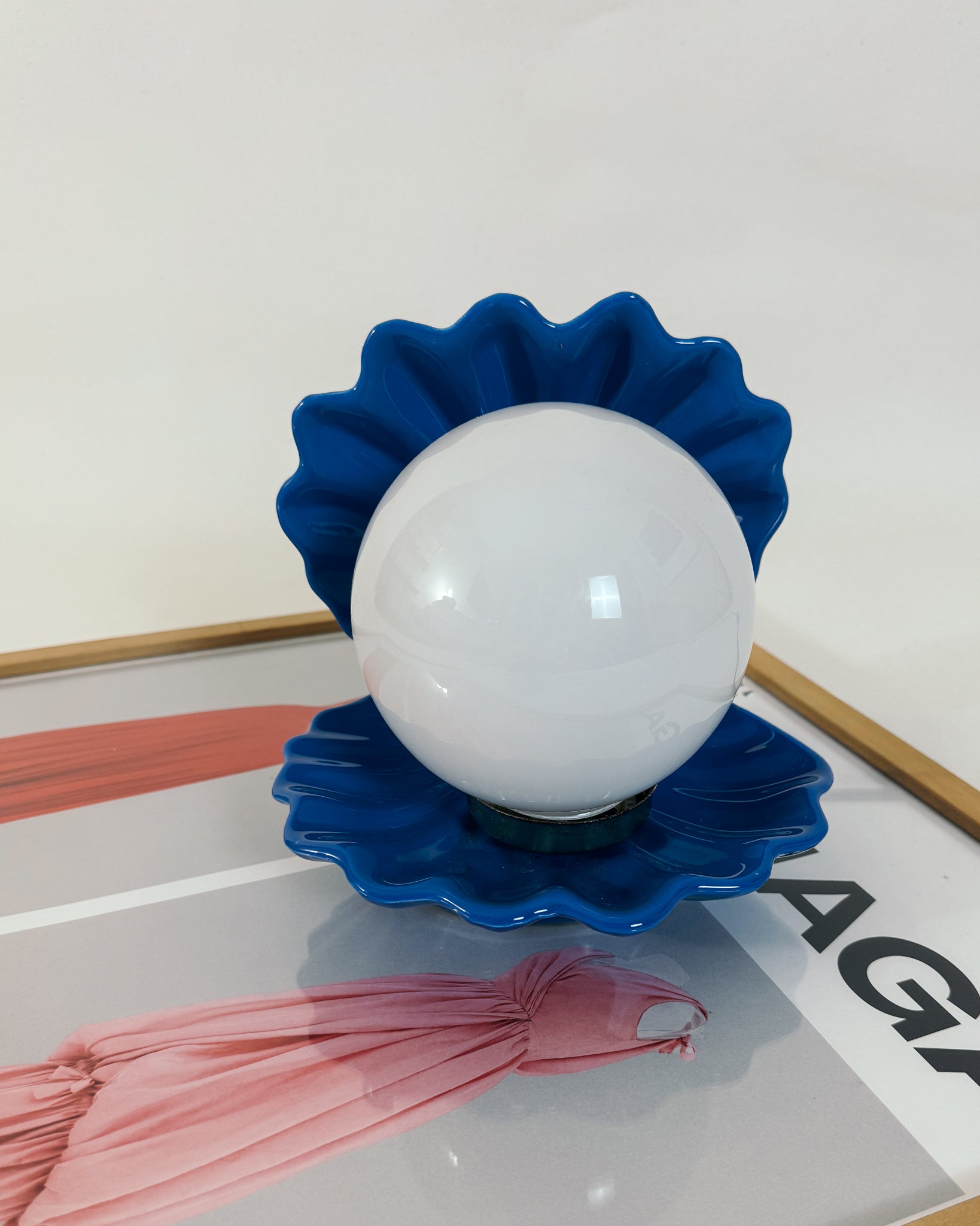 blaue vintage Muschel Lampe
