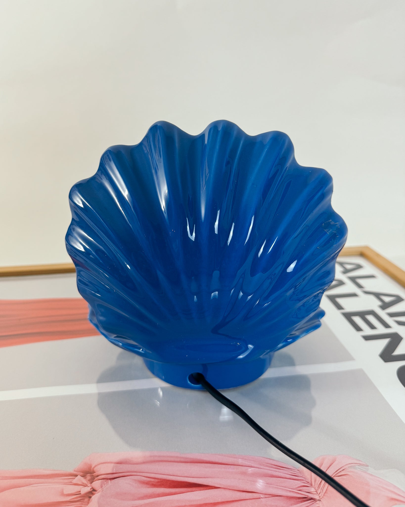 blaue vintage Muschel Lampe