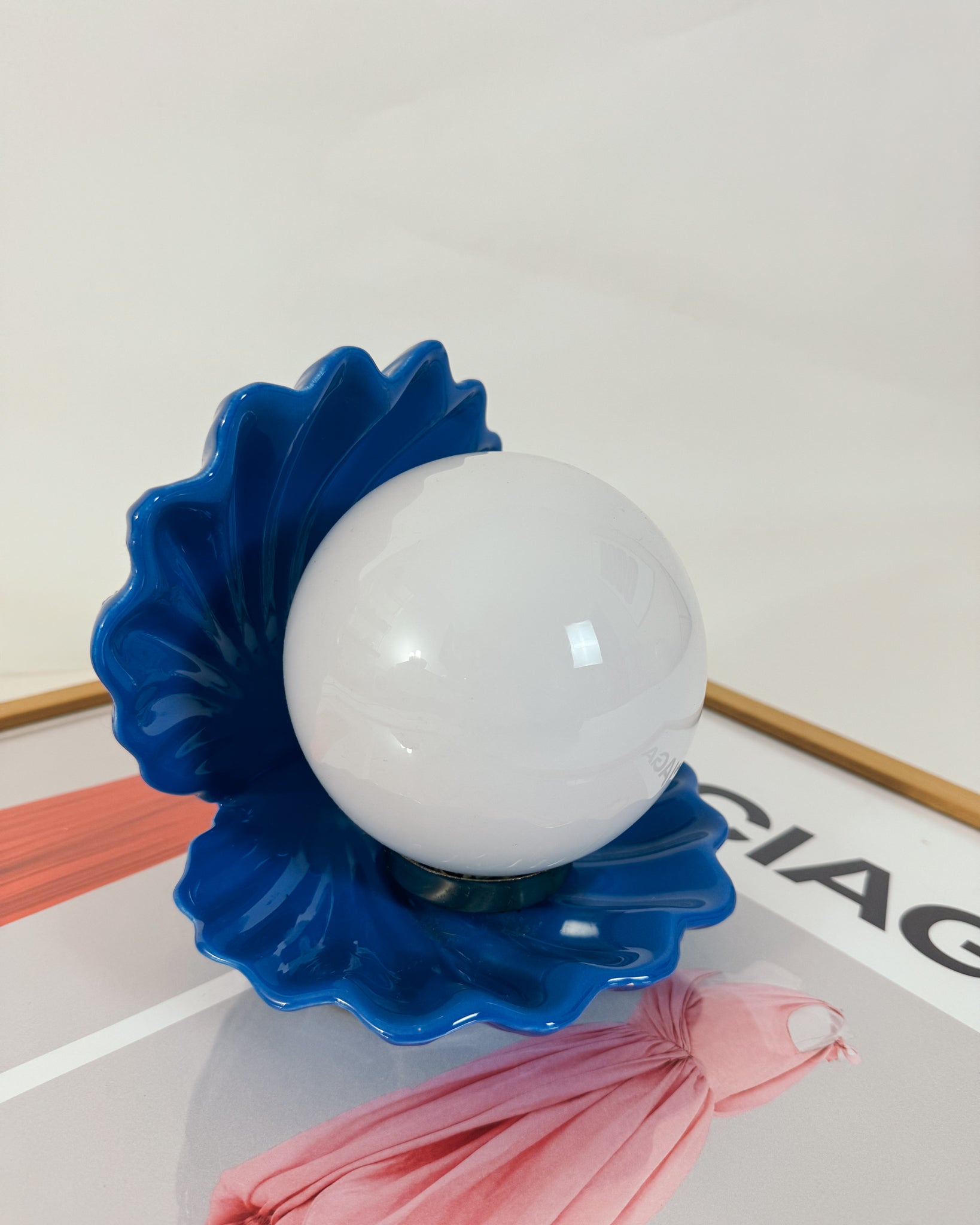 blaue vintage Muschel Lampe