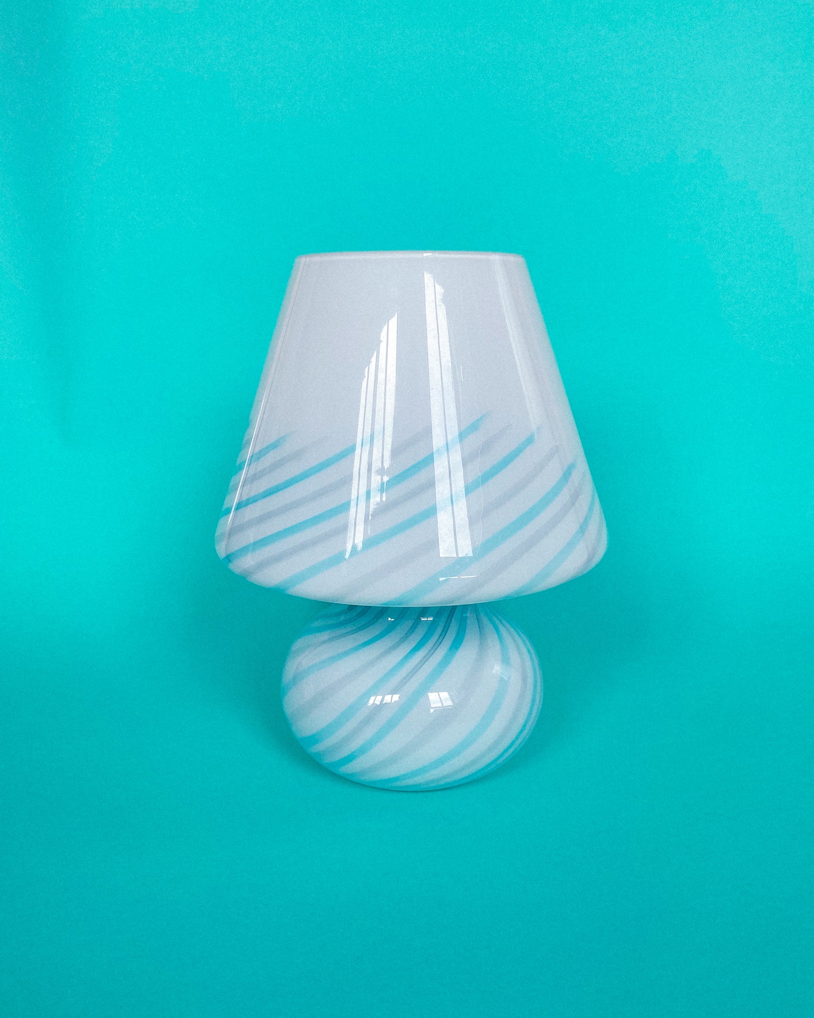 Blaue Murano Vintage Pilz Lampe mit Swirl