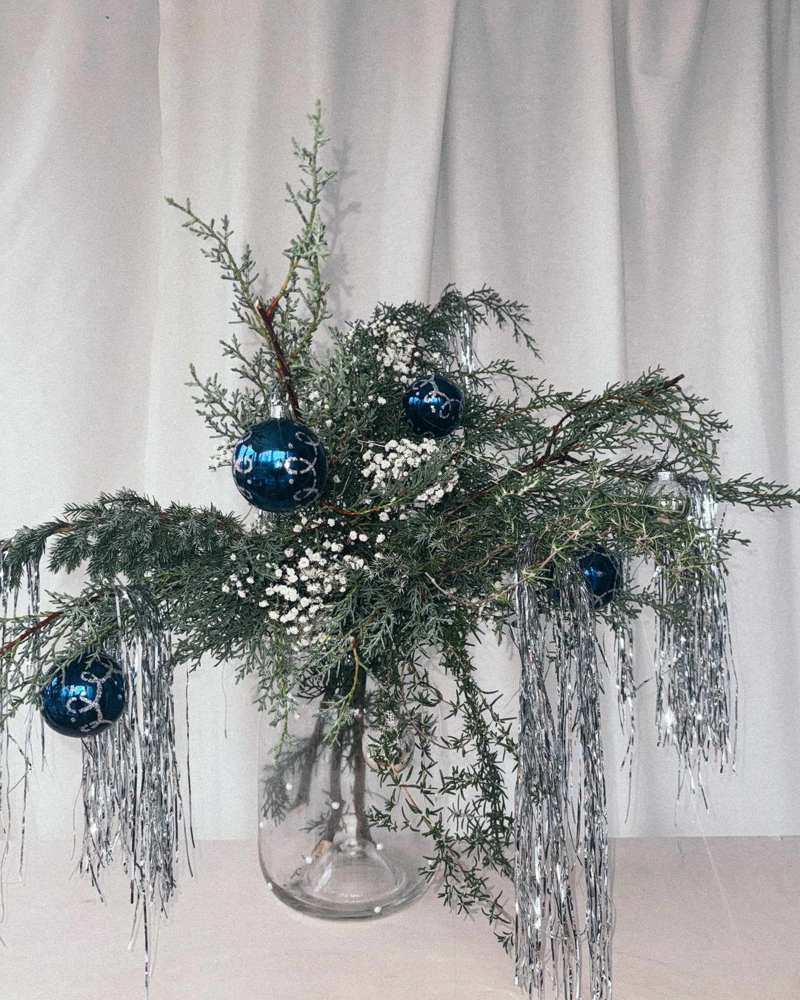 blaues vintage Set Weihnachtsbaum Schmuck