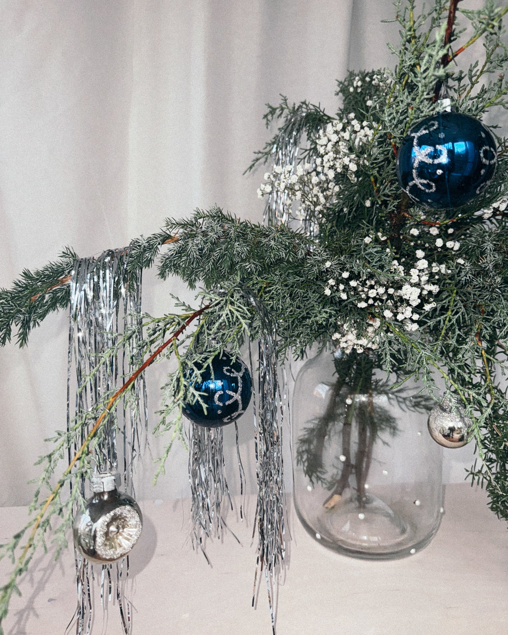 blaues vintage Set Weihnachtsbaum Schmuck
