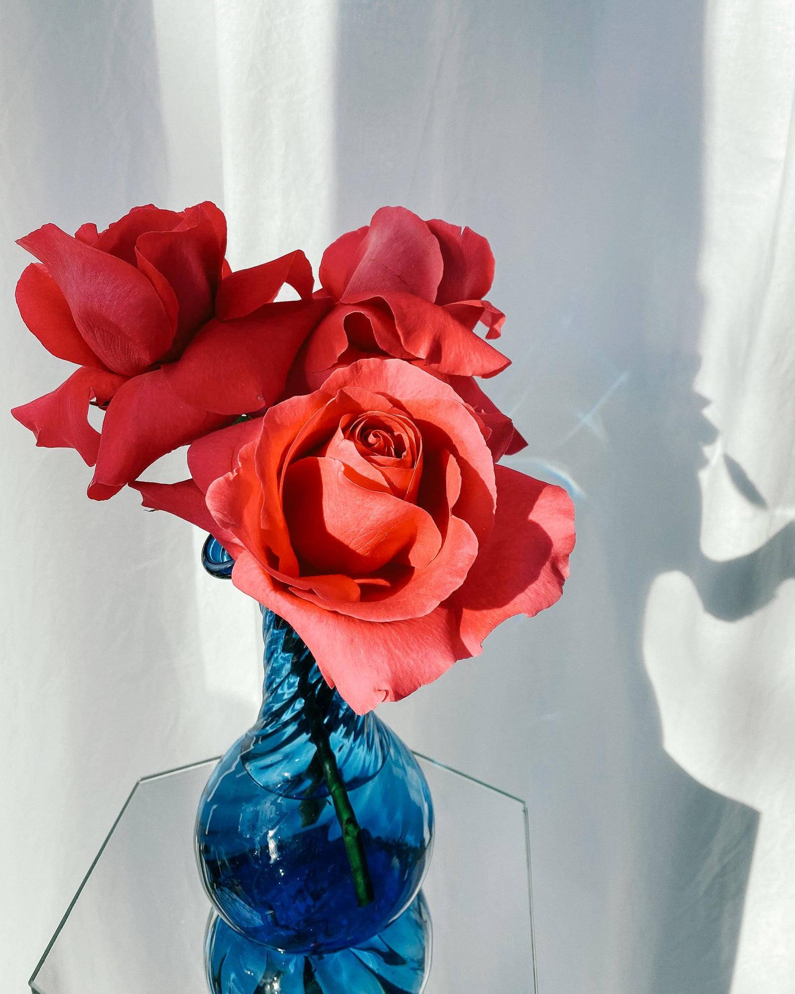 Blaue Vase aus Glas