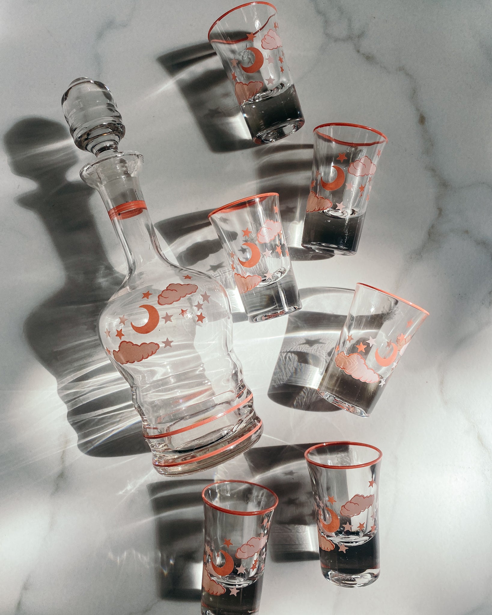 Sternen Karaffe mit Shot Gläsern