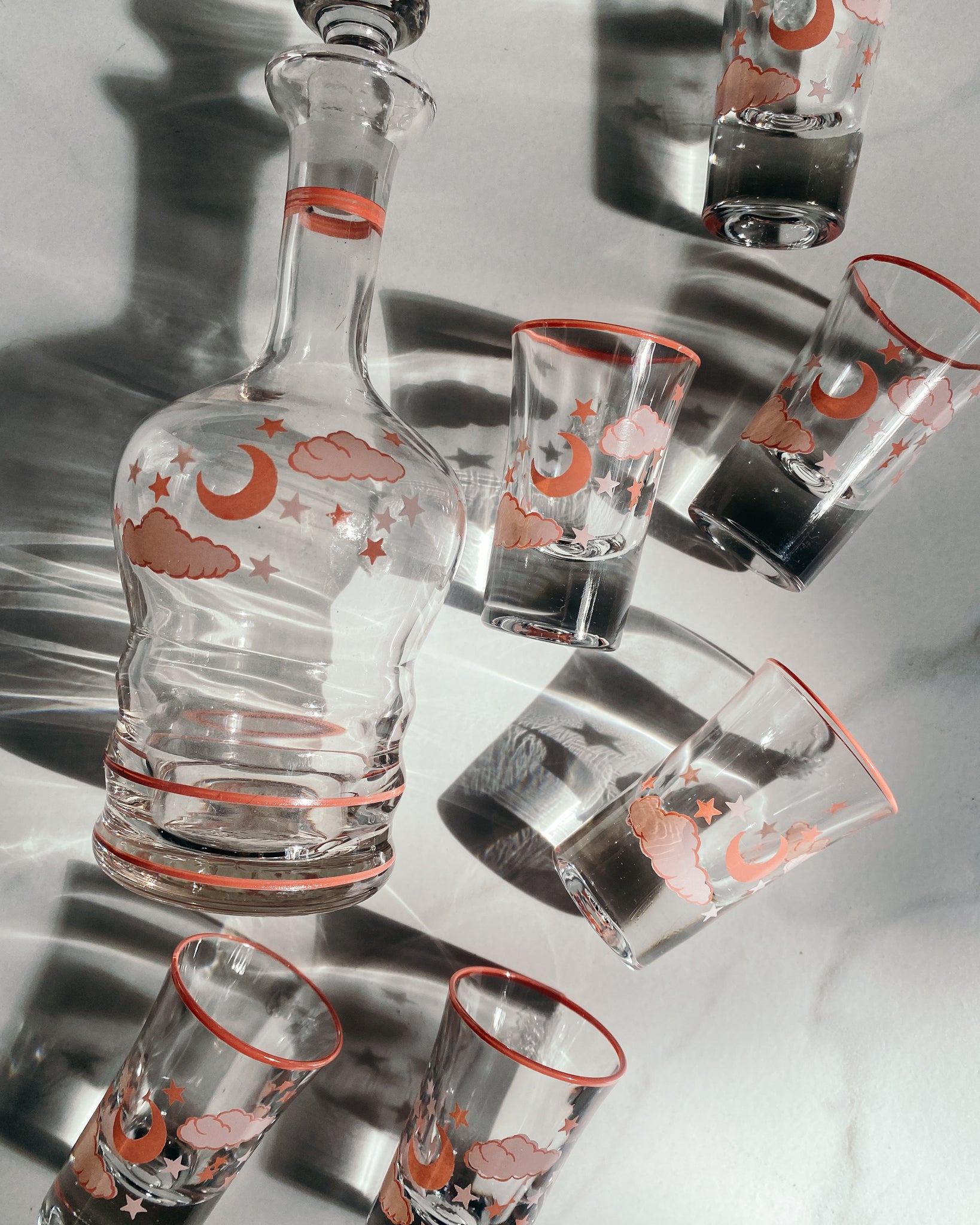 Sternen Karaffe mit Shot Gläsern