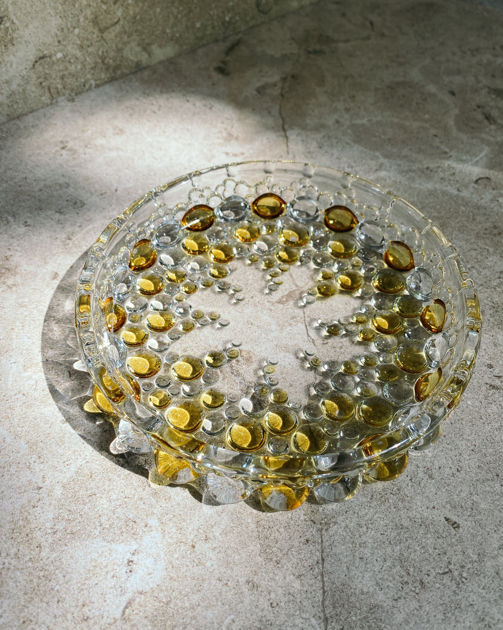 gelbe Bubble Schale aus Glas