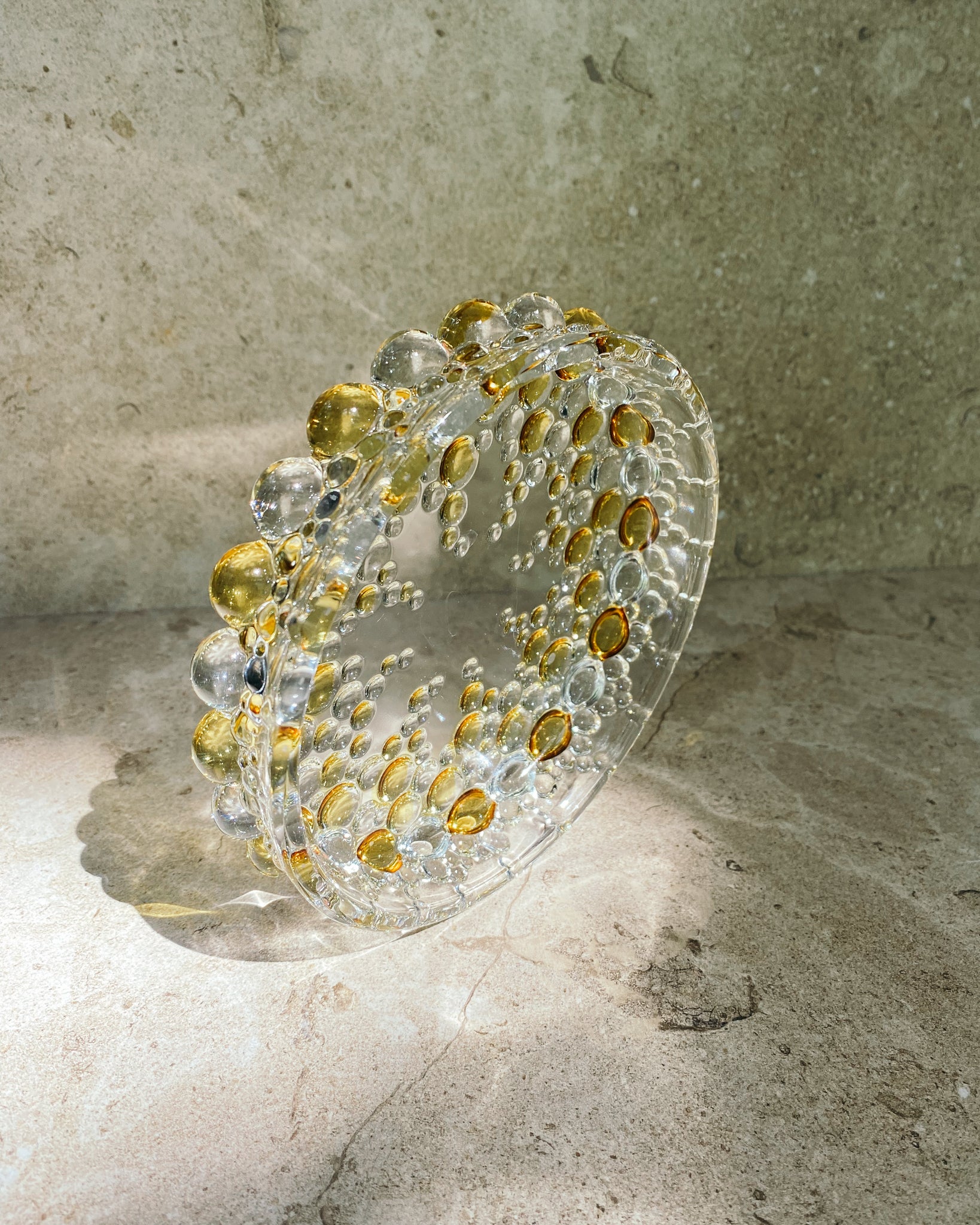 gelbe Bubble Schale aus Glas
