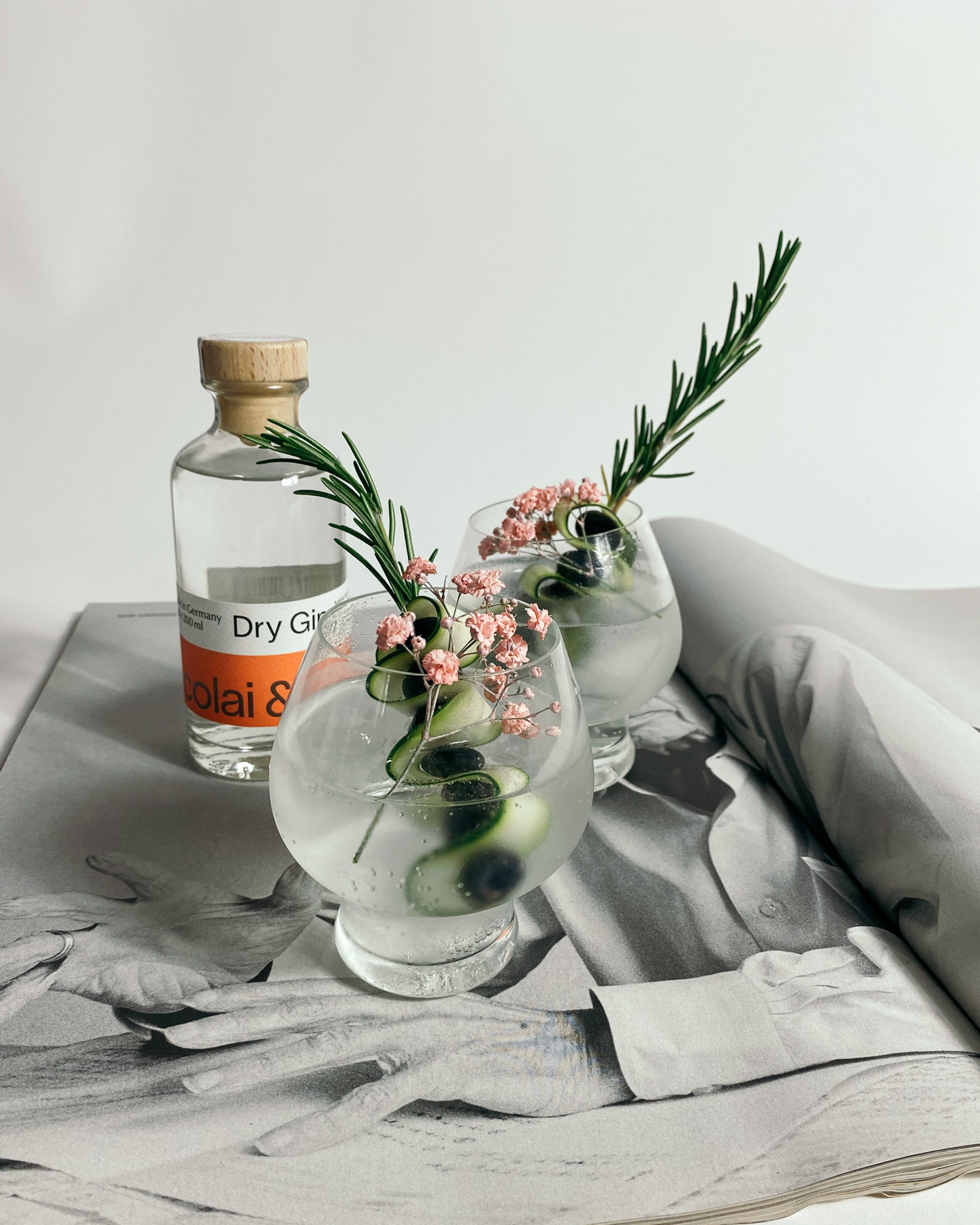 Geschenkbox: Kristall Cocktailgläser mit Gin